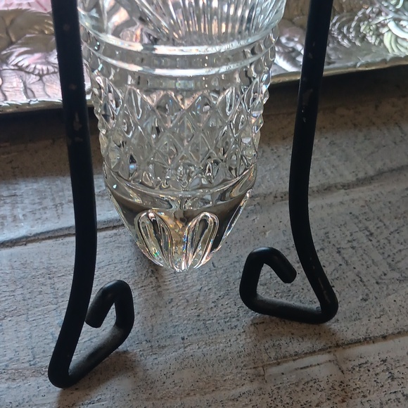 GODINGER Vtg Crystal Conical Vase in Metal Base - Picture 4 of 6